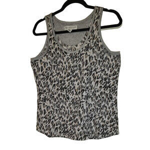 Karen Neuburger Leopard Print Tank Sz L Live Love Lounge Soft Racer Back Large